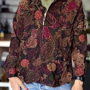 Notations vintage paisley print jacket with zipper closure and pockets jacket.
